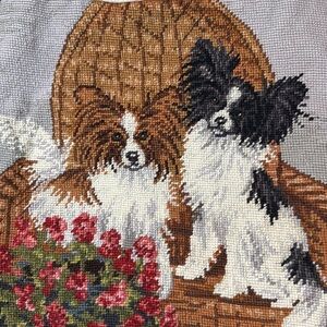 Papillon needlepoint pillow cover 13” square